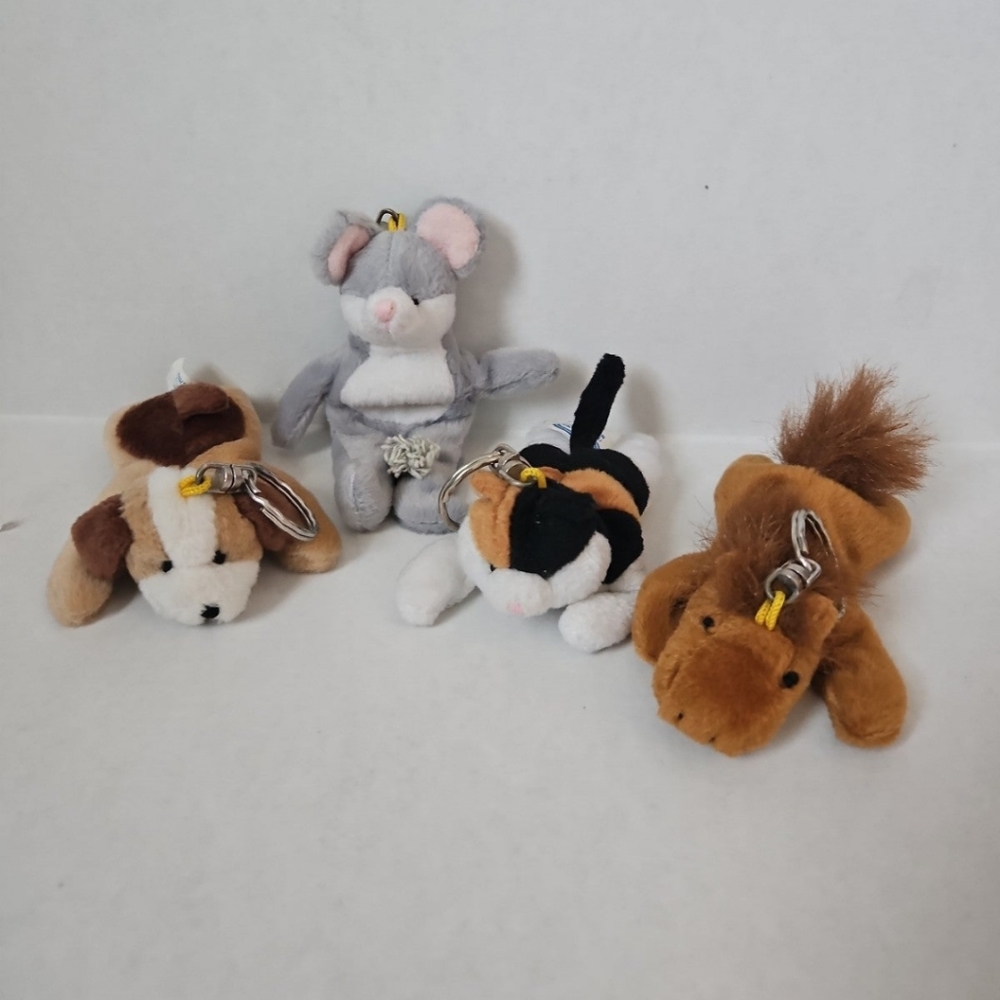 Vintage Great American Fun Corp Plush Animal Keychains